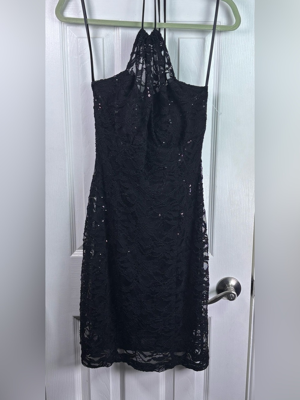 Fredericks of Hollywood Black Lace Halter Neck Dress XL